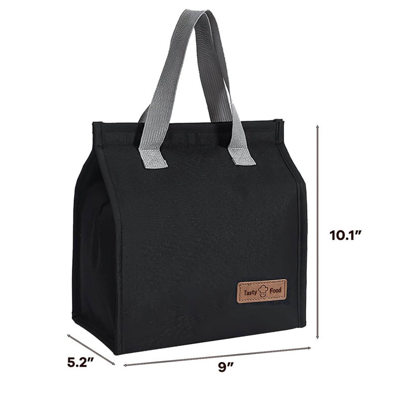 Lunch Bags For Women Men, Reusable Insulated Leakproof Lunch Box Tote Bag, Black