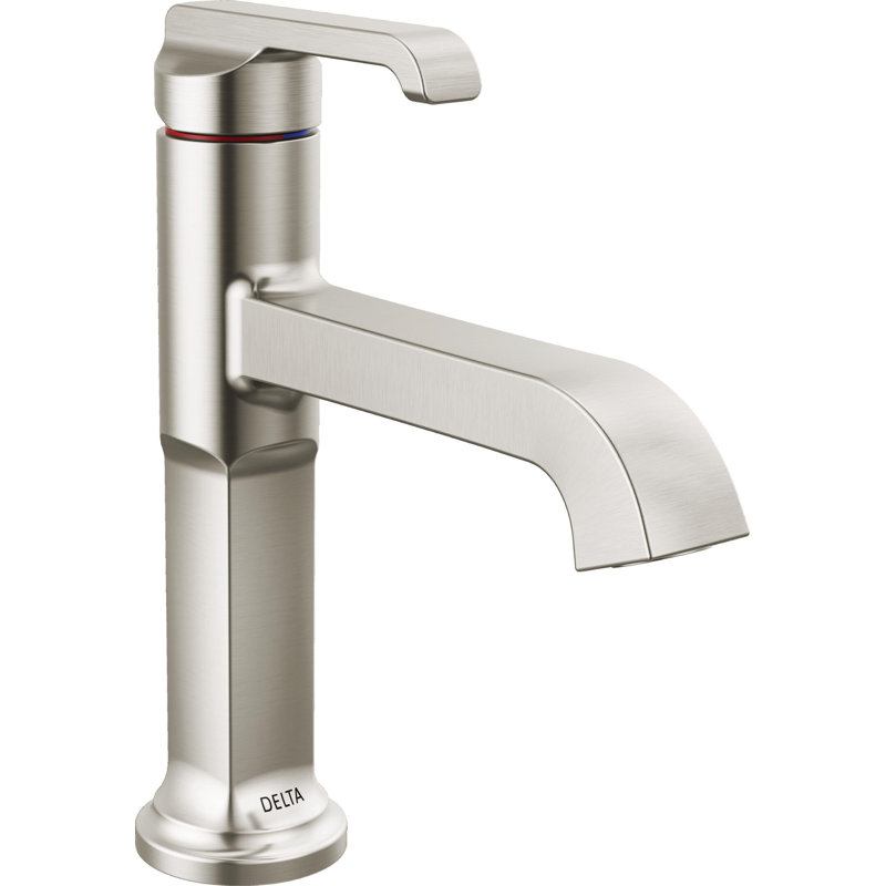Tetra Single Hole Bathroom Faucet, Single Handle Bathroom Sink Faucet with Drain Assembly, Lumicoat Stainless