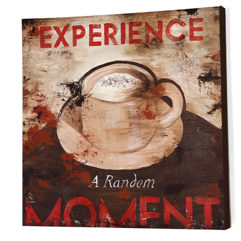 « experience a instant random » par rodney’s, affiche rétro blanche sur toile tendue, H 24 po x l 24 po x P 1,5 po