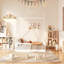 Lit simple en bois avec clôture, blanc-618077434