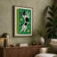 Leaping Cow in Green Geometric 1 Piece Wrapped Canvas Wall Art-1262235488-1262235489