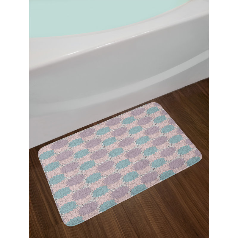 Floral Multi-Color Polyester Bath Mat with Non-Slip Backing