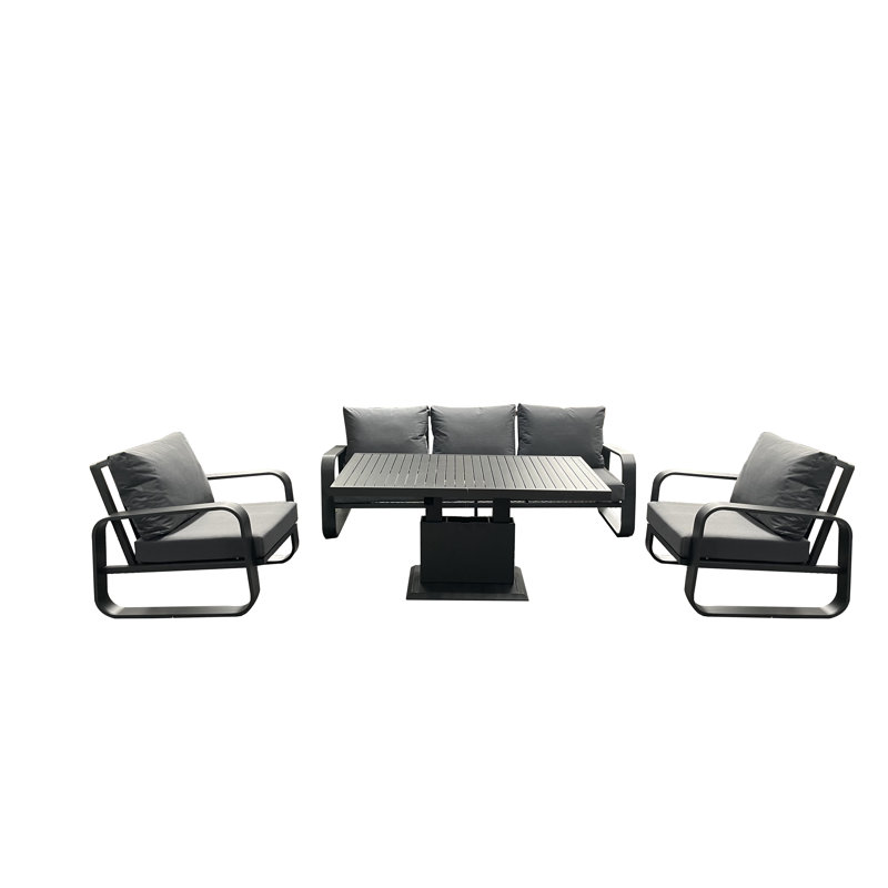 Ashot Babingley 3 Seat Outdoor Lounge Set with Gas Adjustable Table