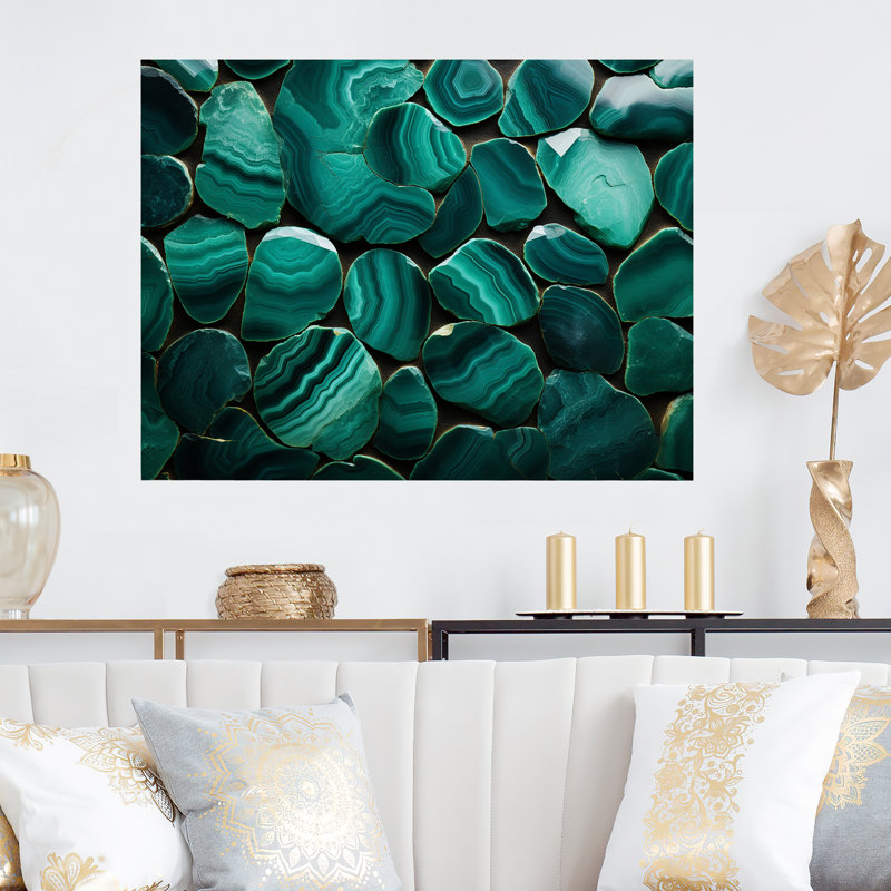 «Green Emerald Amazonite Stone Geode II» - art mural en métal en forme de géode de pierre MT136139