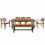 Ensemble repas d'extérieur en bois pour 7 à 8 personnes, meubles de salle à manger d'extérieur avec coussins amovibles, chaises et banc ergonomiques, table plus épaisse