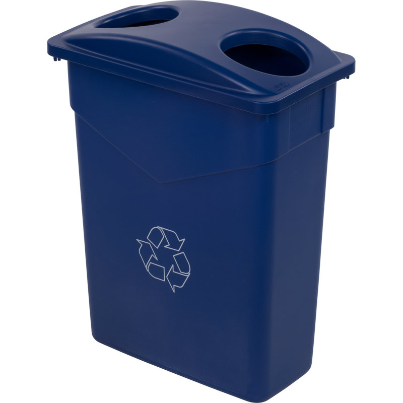 TrimLine™ Plastic Open Outdoor Trash & Recycling Bin - 15 Gallons, Blue, 15