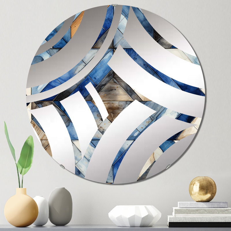Rustic Cobalt Lattices Elegance - Miroir décoratif, 31,4 po x 31,4 po