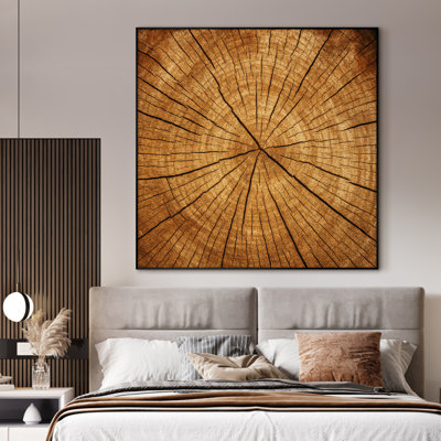 Extra Large Wall Art Fabric Print - Tree Ring Rustic Nature Landscape Artwork Artwork Decor for Living Room or Bedroom - "Frame Assembly Required (Unfinished Frame)"