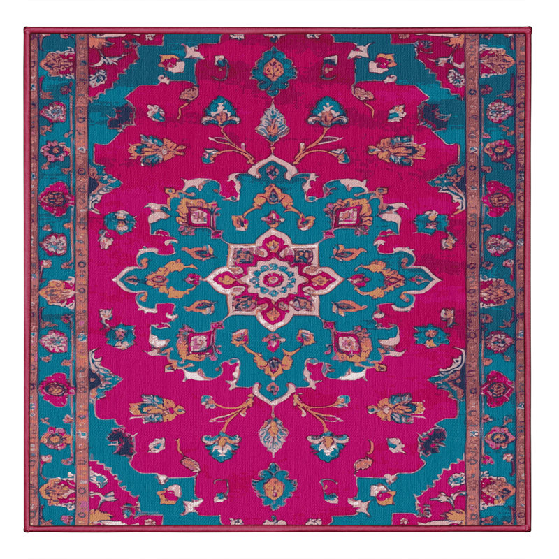 Tapis mauve lavable à la machine Tabriz, Carré 4 pi