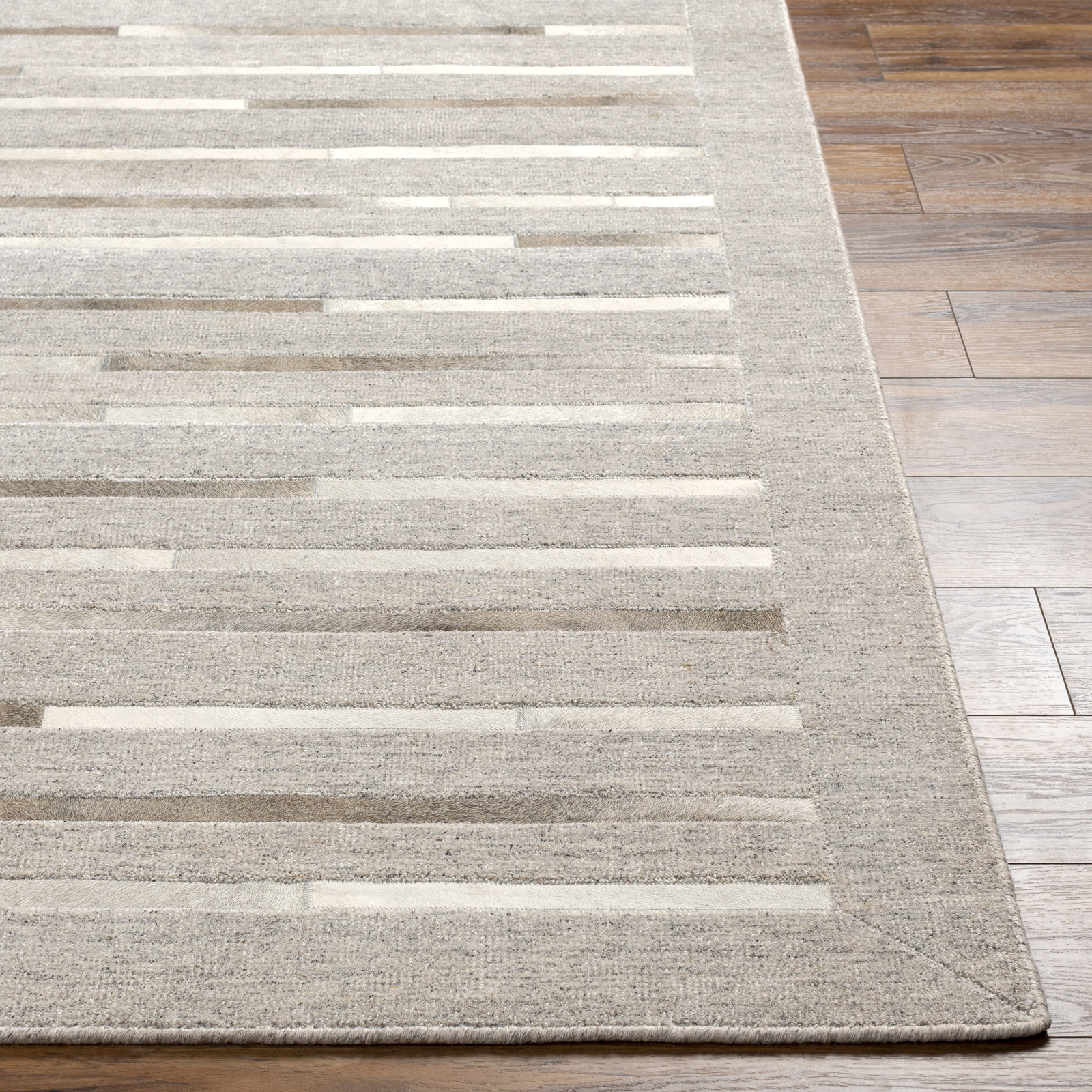 Giselle Hand-Woven Striped Cowhide Rug, Rectangle 2' x 3'