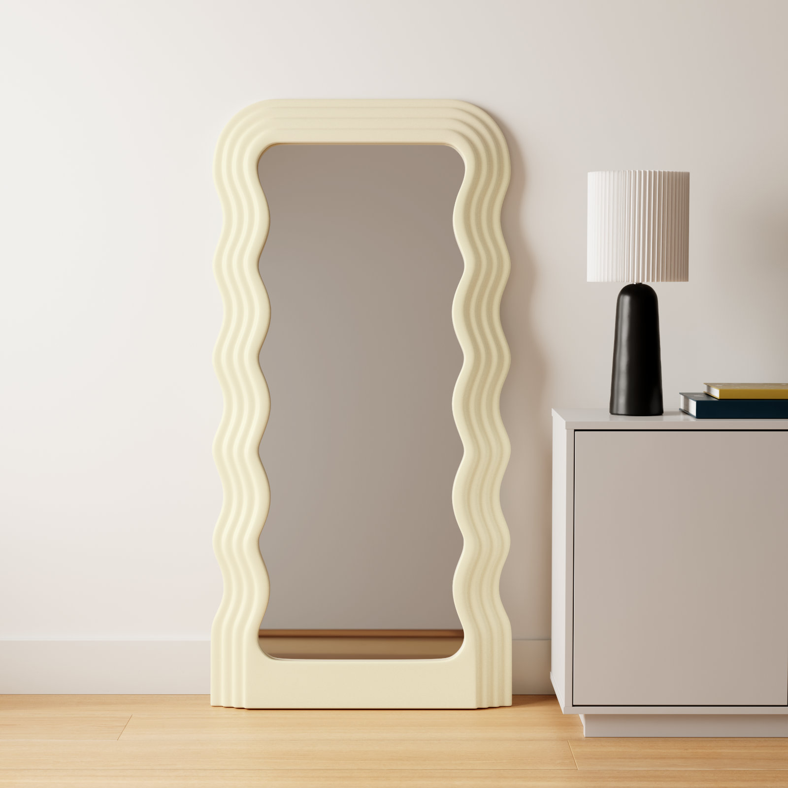 Ranstead Wavy Floor Mirror, White