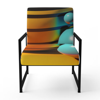 Pop Art Colorful Spheres III - Upholstered Contemporary Arm Chair, Geometric Abstract Accent Chair