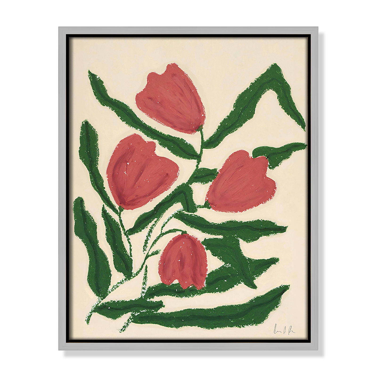 Red Tulips  Print by Camilla Bergqvist, Silver, 15.5" H x 12.5" W