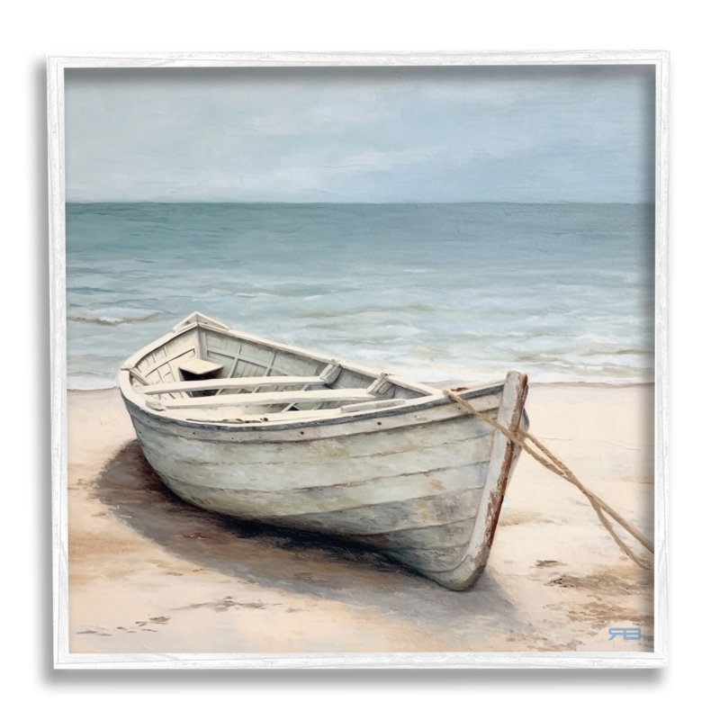 bb-418-Framed Subtle Boat Docked by RB Single Picture Frame Print on Canvas, 12" H x 12" W x 1.5" D