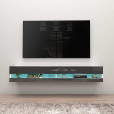 Ramsdell 80" Modern TV Stand with LED Lighting, High Gloss Finish