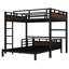 Lit superposé double au-dessus de double / lit mezzanine en métal et lits plateforme en métal, avec clôture de sécurité surélevée, couleur bois rétro-1853861301-1853861302