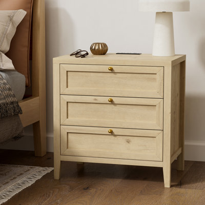 Farmhouse Nightstand With Build-In Power Strip For Bedroom, Living Room by Lark Manor