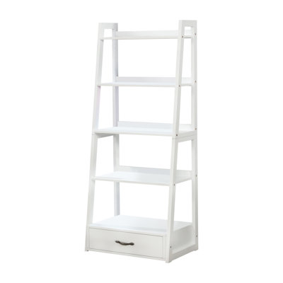 Deivi 63.5"H Ladder Bookcase with Drawer