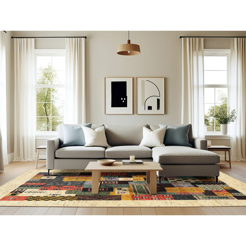 Tapis beige/brun/gris contemporain, Rectangle 6 pi x 9 pi