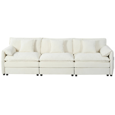 Canapé modulaire surdimensionné à assise profonde, canapé en chenille moderne avec 3 coussins, parfait pour le salon et la chambre à coucher