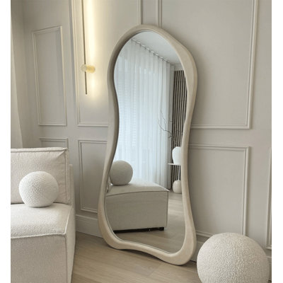American Vintage Wooden Irregular Frame Full-Length Mirror