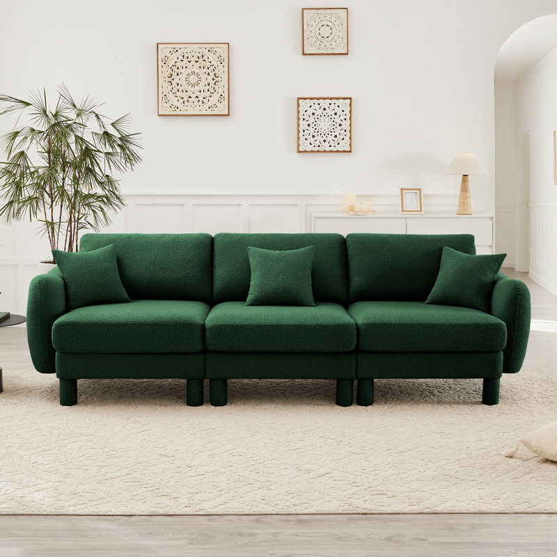 Canapé 3 places Boucle, H 35 po x l 109,4 po x P 35,8 po, 3, Vert