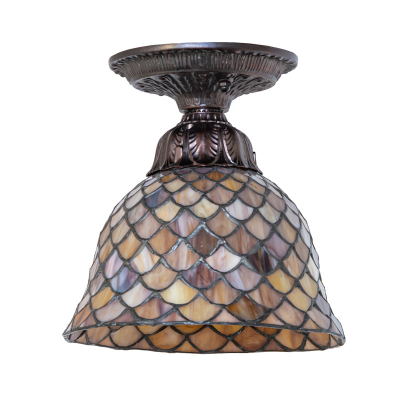 8" Wide Tiffany Fishscale Flushmount