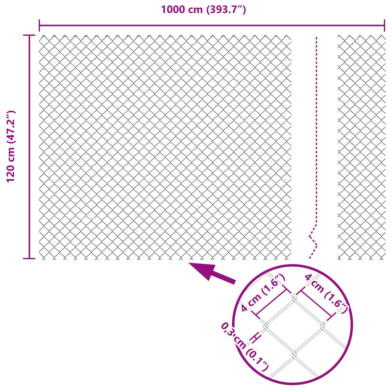 Clôture Vidaxl, H 3,93 pi x l 2,73 pi, Vert