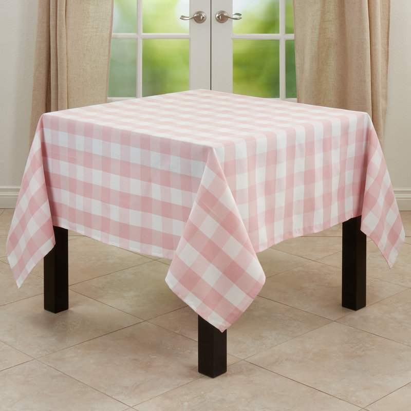 Salerno Buffalo Plaid Tablecloth, 16" W x 72" L, Pink