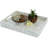 Serving Tray 15.7" X11.8", Lacquer Mother Of Pearl Inlay Mosaic Tray, Rectangle Wooden Marble Tray With Handles Trays For Tea, Breakfast In Bed, Table