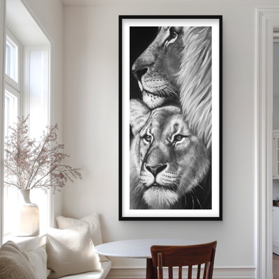 Lion and Lioness Wildlife Bedroom Framed Print | Home Decor