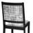 7-pc dining table set consists of a wooden table with tabletop and 6 stackable chairs with White and Gray Pattern Polyester Fabric - Wire-brushed Black-774839025-774839026
