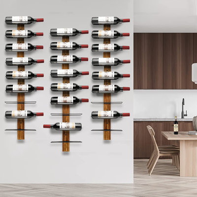 Cynthy 9 Bottle Wall Mounted Wine Bottle Rack in Brown/Black by Prep & Savour