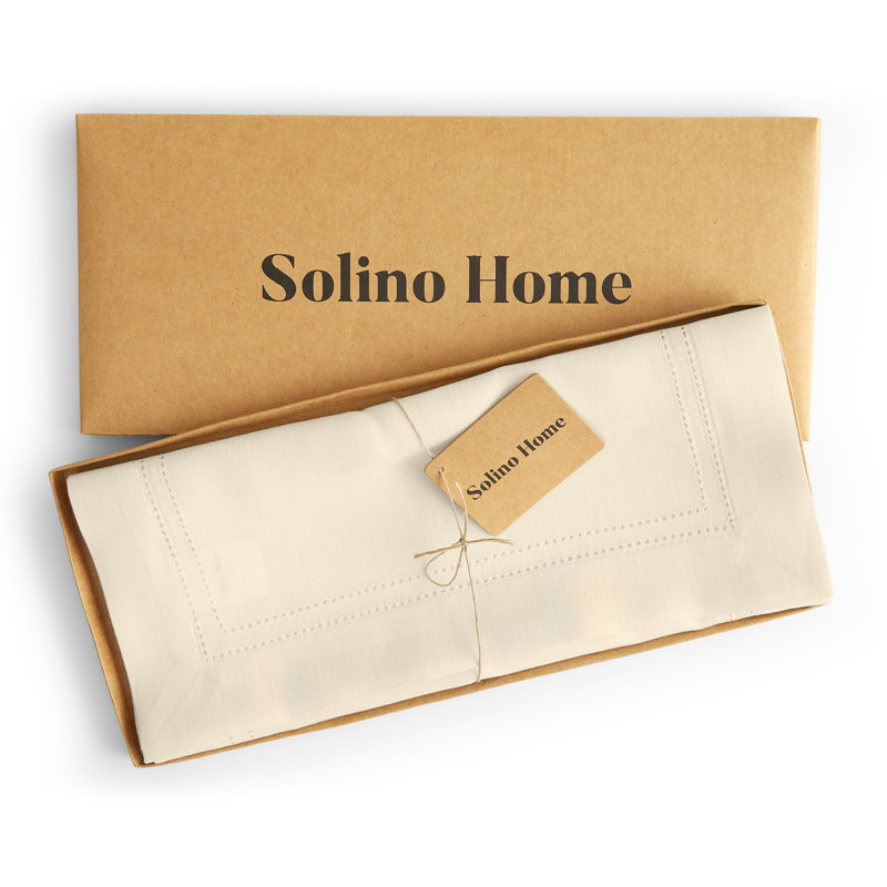 Double Hemstitch - 100% Pure Linen Table Runner, 108" x 14", Ivory