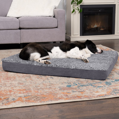 Faux Fur & Suede Deluxe Orthopedic Full Support Mattress Dog Bed