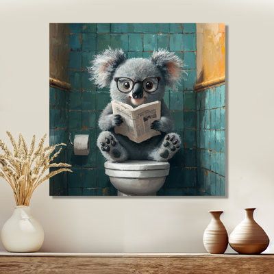 Keala Koala avec des lunettes dans la toilette II - koala grand art mural