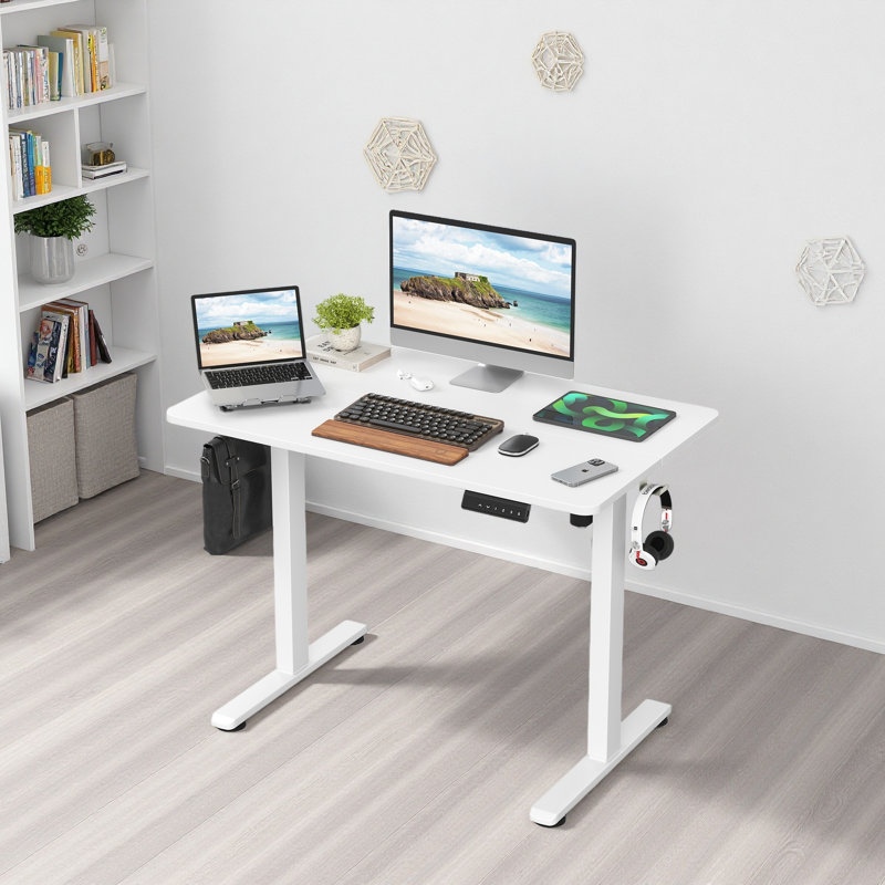 Bureau de travail électrique à hauteur réglable, H 47 po x l 40,55 po x P 24 po, Blanc