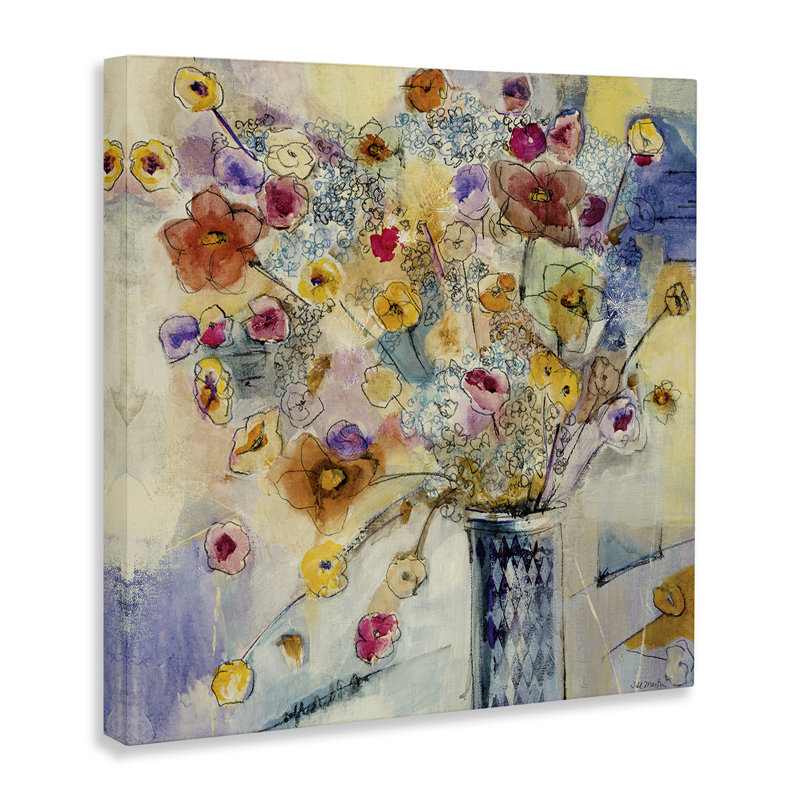 «Painted Flowers Line» par tiers et mur - reproduction encadrée, H 24 po x l 24 po