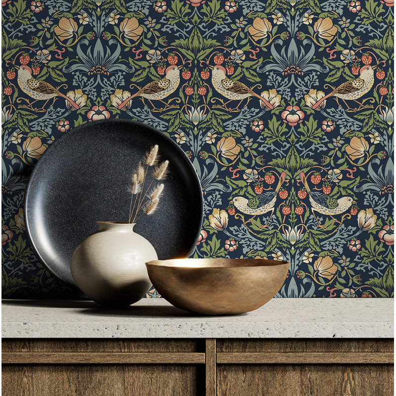 Britiany Peel & Stick Floral Roll, Midnight Blue