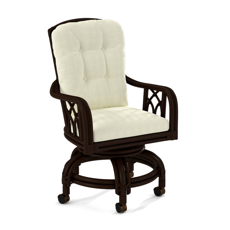 Edgewater Castered Arm Chair, Java, White Textured Performance; 0865-91