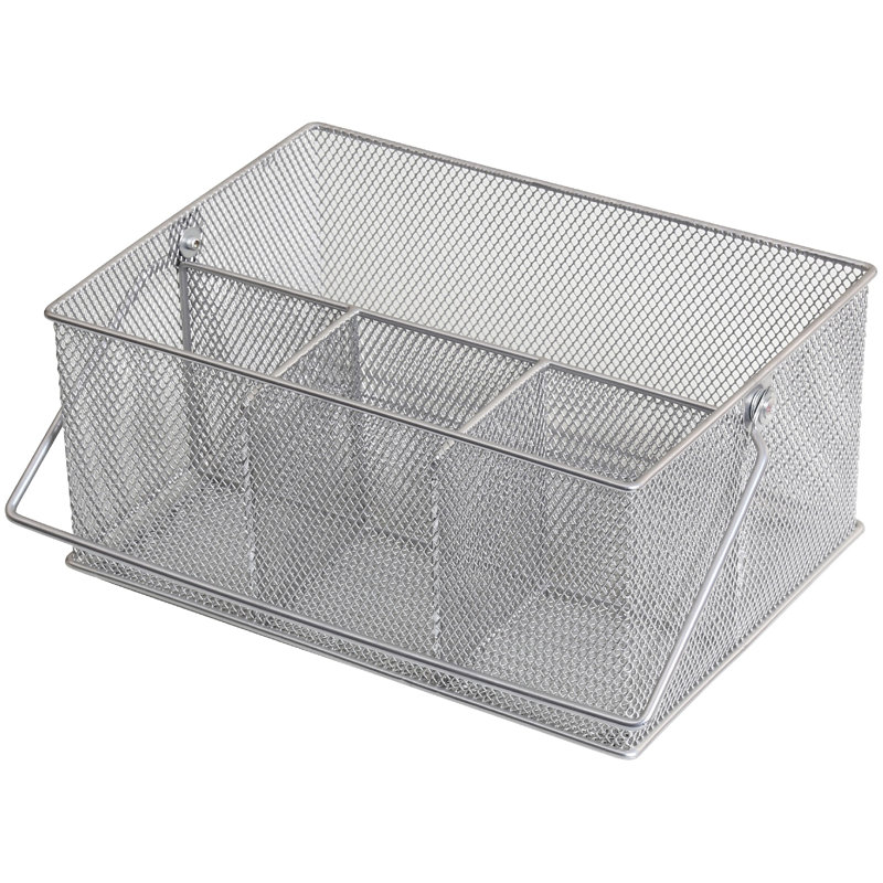Panier à couverts en filet de métal, Argent