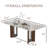 63" Modern Glossy Dining Table, Faux Marble Sintered Stone Double-Layer Top with Stainless Steel Base, Seats 4-6