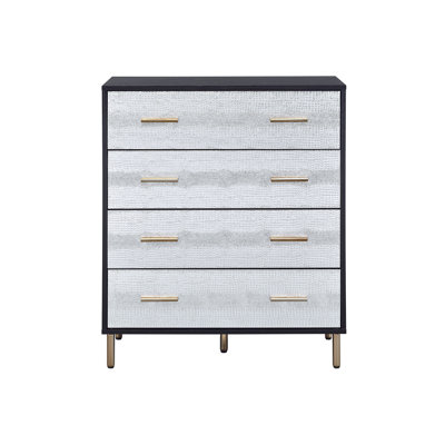Commode Myles à finition noire, argentée et dorée