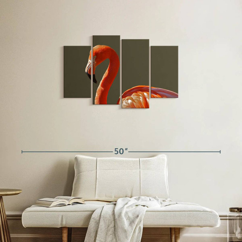 Brampt superbe flamant orange, H 22 po x l 36 po
