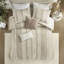 3 pièces d'édredon en coton rayé - taupe très grand / très grand avec rayures et garniture blanche lavable à la machine