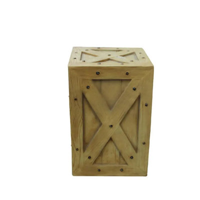 Small Light Brown Resin Crate Statue