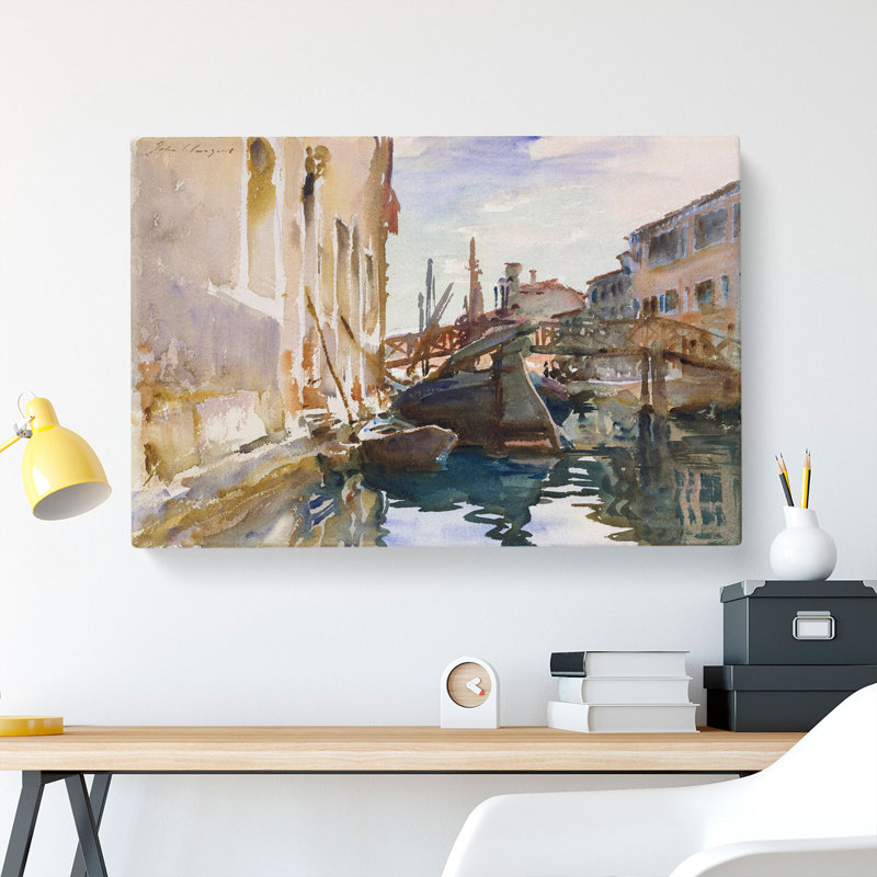Boats In Giudecca by John Singer Sargent - Wrapped Canvas Painting, 40cm H x 60cm W x 3cm D