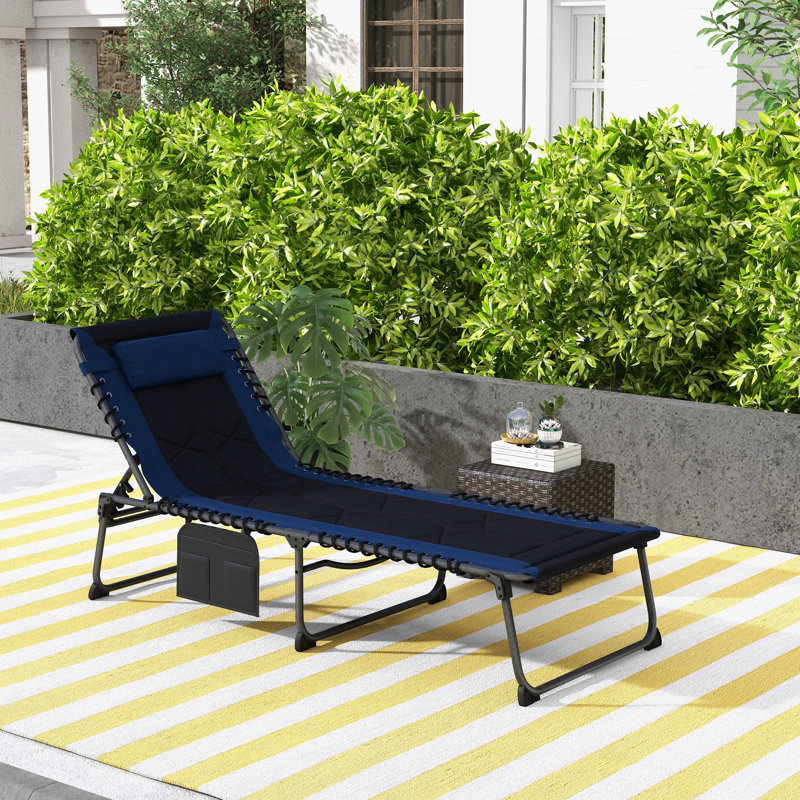 Chaise longue d'extérieur en acier Sherlon, Bleu / Noir