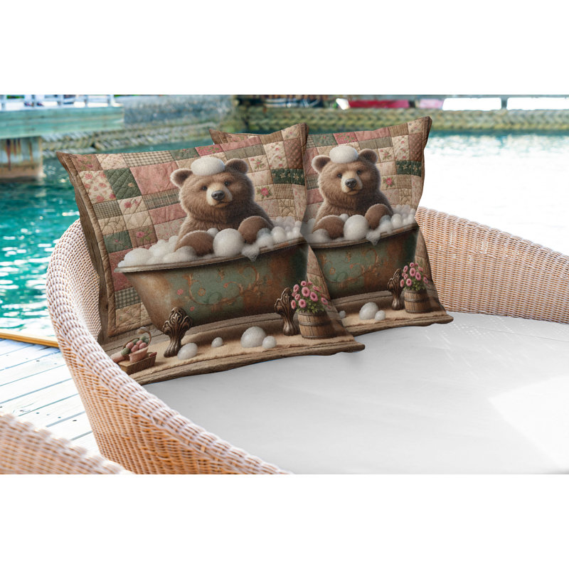 Ambesonne Rustic Pillow Covers 2 Pack Chocolate Rose Green, 24"H x 24"W, Square