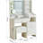 Demri Modern Dressing Table with Led Mirror, 2 Drawers and 6 Shelves